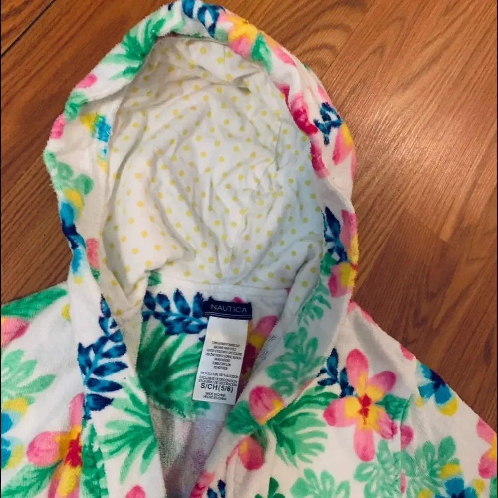 Nautica Bright Colorful Terry Cloth Robe W/Belt Swim Cover Up Size 5/6 - Picture 2 of 13